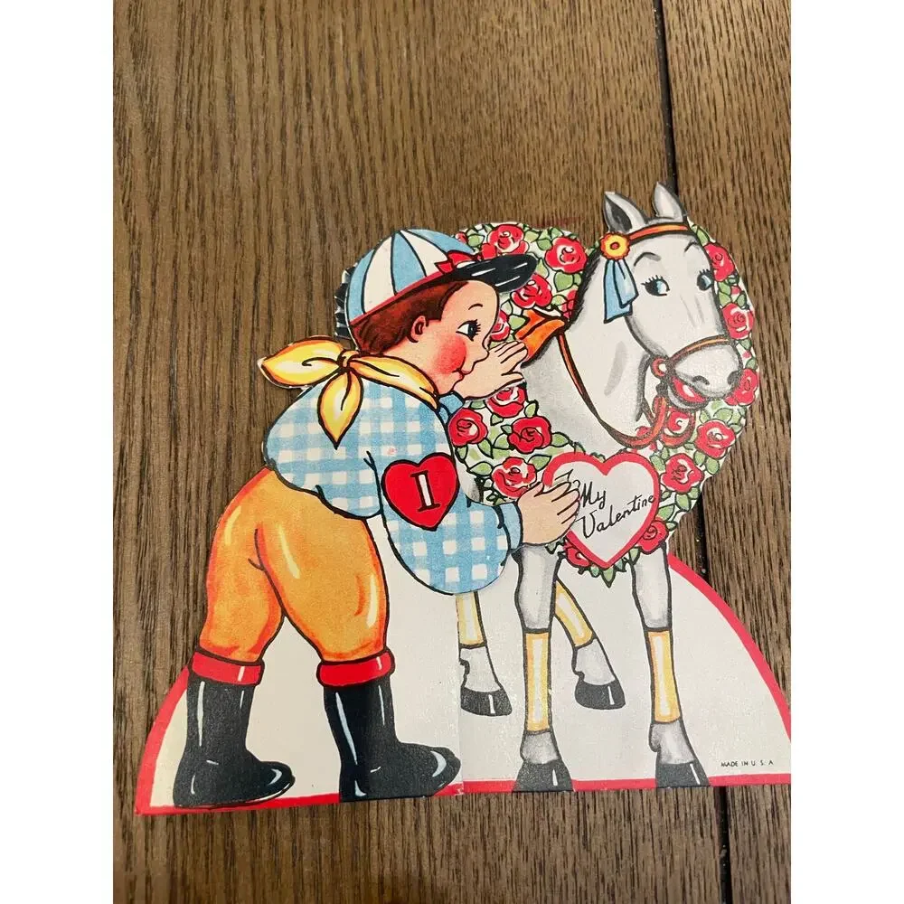 Lot of 14 Vintage Die Cut Valentine Cards Mechanical Children Animals Clown